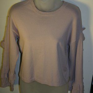 Asos Frill Sleeve Knit Sweater Size 4 Pale Pink